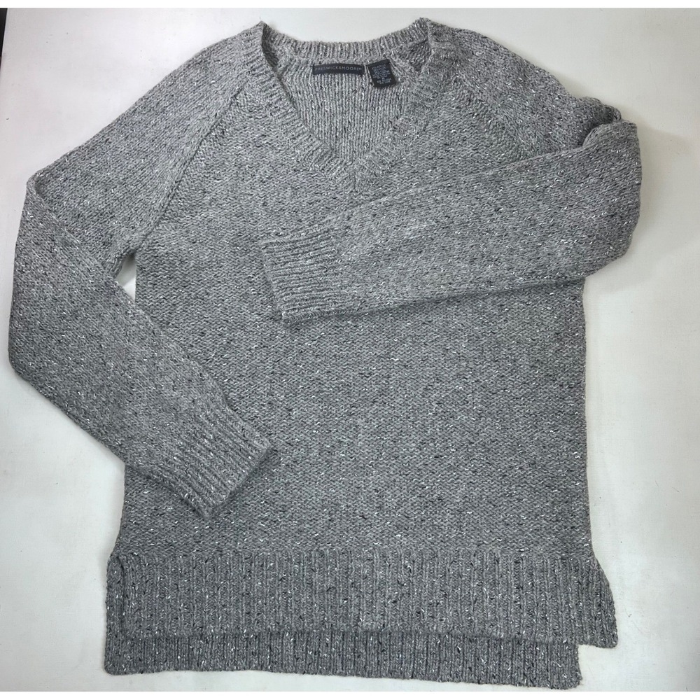 Preswick &‎ Moore Gray V-Neck Knit Sweater Wool Blend Cozy Casual Medium Preppy